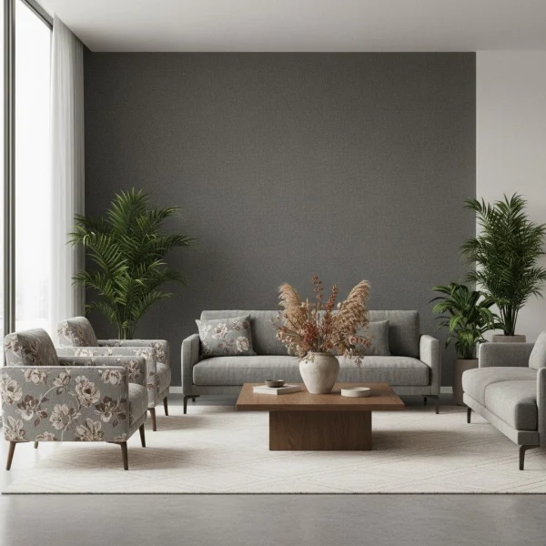 Tapet vinil gri antracit cu textură fină de pânză, Gris anthracite 103229610, Uni Mat Caselio, 10,05 m x 54 cm