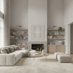 Tapet vinil gri cu aspect de țesătură, Gris argile, Uni Mat Caselio, 10,05 m x 54 cm