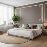 Tapet vinil gri taupe cu țesătură fină de in, Taupe cendre, Uni Mat Caselio, 10.05x0.54 m