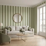 Tapet vinil in dungi verde Kaki Caselio, 53 cm x 10.05 m