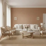 Tapet vinil maro-roșcat cu textură fină de in, Noisette, Uni Mat Caselio, 10.05x0.53m