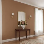 Tapet vinil maro teracotă cu aspect de țesătură naturală, Amande noir, Uni Mat Caselio, 10.05 m x 54 cm