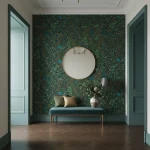 Tapet vinil negru cu frunze dese și accente cupru, Green Life Joy, Caselio, 53 cm x 10.05 m