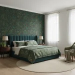 Tapet vinil negru cu frunze dese și accente cupru, Green Life Joy, Caselio, 53 cm x 10.05 m