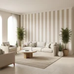Tapet vinil non-woven bej taupe cu dungi și textură de in, Taupe, Linen Lines Caselio, 53x10.05m