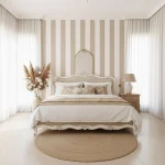 Tapet vinil non-woven bej taupe cu dungi și textură de in, Taupe, Linen Lines Caselio, 53×10.05m