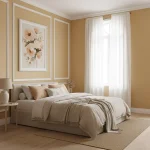 Tapet vinil ocru cu textură fină de in, Ocre, Uni Mat, Caselio, 54 cm x 10.05 m