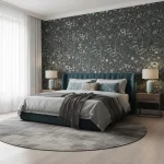 Tapet vinil pe suport non-woven gri-carbon cu motiv floral multicolor, Jardin de Giverny Caselio, 10.05 m x 53 cm