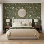 Tapet vinil pe suport non-woven verde englezesc cu model floral multicolor, Jardin de Giverny Caselio, 10.05 m x 54 cm