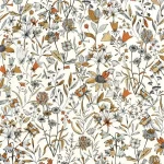Tapet vinil pe suport vlies cu flori de câmp portocalii, Jardin de Giverny Caselio, 53 cm x 10.05 m