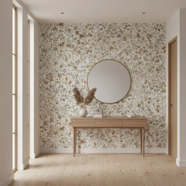 Tapet vinil pe suport vlies cu flori de câmp portocalii, Jardin de Giverny Caselio, 53 cm x 10.05 m