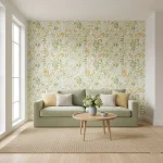 Tapet vinil pe suport vlies verde-salvie și auriu cu model botanic , Green Life Joy Caselio, 53 cm x 10.05 m