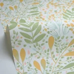 Tapet vinil pe suport vlies verde-salvie și auriu cu model botanic , Green Life Joy Caselio, 53 cm x 10.05 m