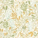 Tapet vinil pe suport vlies verde-salvie și auriu cu model botanic , Green Life Joy Caselio, 53 cm x 10.05 m