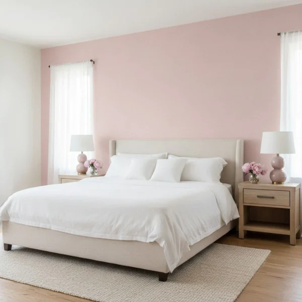 Tapet vinil rose nude cu textură fină de in, Rose nude, Uni Mat Caselio, 54 cm x 10.05 m