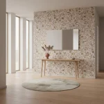 Tapet vinil roz-pudrat cu flori de câmp stilizate, Jardin de Giverny Caselio, 53 cm x 10.05 m
