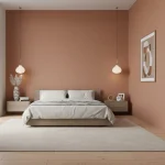 Tapet vinil teracotă cu aspect de pânză texturată, Marron bleu, Uni Mat Caselio, 54x1005 cm