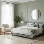 Tapet vinil verde-albăstrui cu aspect de in țesut, Vert bleu, Uni Mat Caselio, 54 cm x 10.05 m