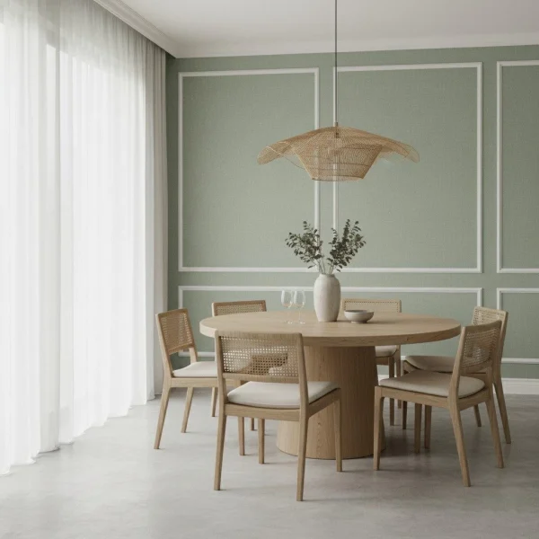 Tapet vinil verde-albăstrui cu aspect de in țesut, Vert bleu, Uni Mat Caselio, 54 cm x 10.05 m