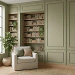 Tapet vinil verde cu textură fină de in, Vert pinede, Uni Mat Caselio, 54 cm x 10.05 m