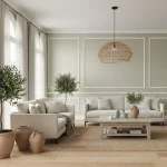 Tapet vinil verde eucalipt cu textură de pânză, Uni Mat Caselio, 54x100,5 cm
