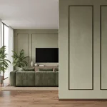 Tapet vinil verde fistic cu aspect de țesătură fină, Vert pistache, Uni Mat Caselio, 54 cm