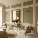 Tapet vinil verde kaki cu aspect de in texturat, Vert kaki, Uni Mat Caselio, 10.05x0.54 m