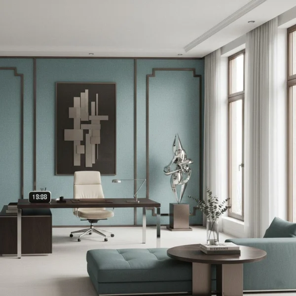 Tapet vinil verde malachit cu aspect textil melanjat, Vert malachite chine, Uni Mat Caselio, 54x1005 cm