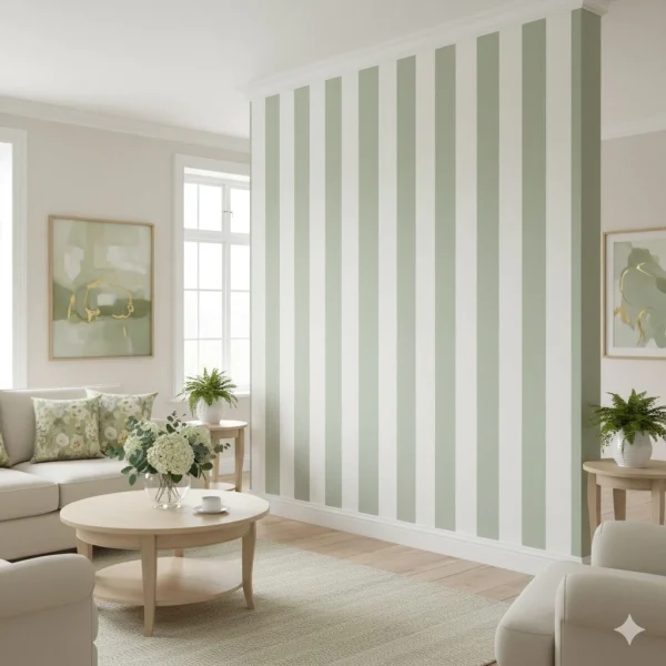 Tapet vinil verde migdală in dungi texturat, Vert Amande, Caselio, 53 cm x 10.05 m