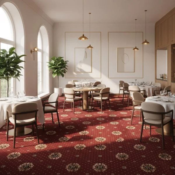 Mocheta trafic intens rosie, ITC Wiltax 010 London, 100% PP Stainsafe, rezistenta - Lichidare de stoc