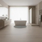 Parchet SPC bej deschis cu aspect fin de lemn, Linen, Dawn 2 Dusk, VinylTechLab, 6x180x1220 mm