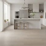 Parchet SPC bej deschis cu aspect fin de lemn, Linen, Dawn 2 Dusk, VinylTechLab, 6x180x1220 mm