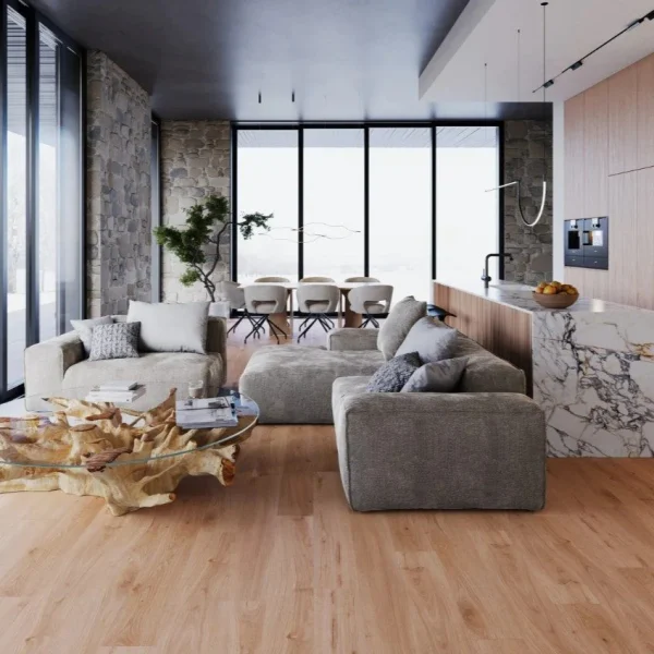 Parchet SPC cu textură realistă de lemn, Saffron, Dawn 2 Dusk Saffron, VinylTechLab, 6x180x1220 mm