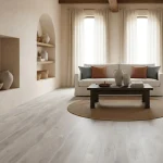 Parchet SPC gri-bej deschis cu nervuri lineare, Torino, Wood+, VinCore, 6x180x1220 mm