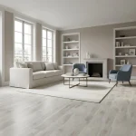 Parchet SPC gri-bej deschis cu nervuri lineare, Torino, Wood+, VinCore, 6x180x1220 mm