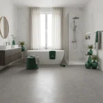 Parchet SPC gri cu aspect de piatră modernă, Crater, Moonwalk XL, VinylTechLab, 609x609 mm