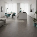 Parchet SPC gri cu aspect de piatră modernă, Crater, Moonwalk XL, VinylTechLab, 609x609 mm