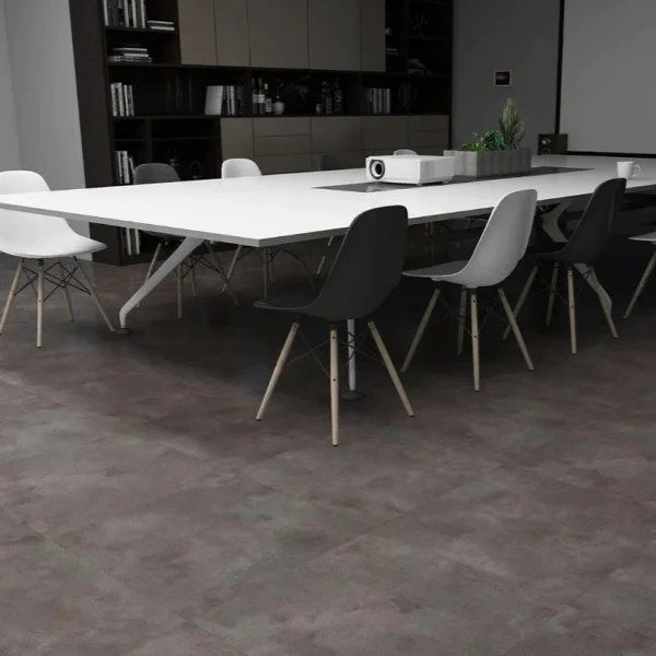 Parchet SPC gri cu aspect de piatră modernă, Crater, Moonwalk XL, VinylTechLab, 609x609 mm