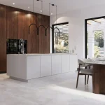 Parchet SPC gri deschis cu aspect de marmură, Apollo, Moonwalk XL, VinylTechLab, 470x940 mm