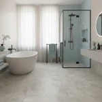 Parchet SPC gri deschis cu aspect de marmură, Apollo, Moonwalk XL, VinylTechLab, 470x940 mm