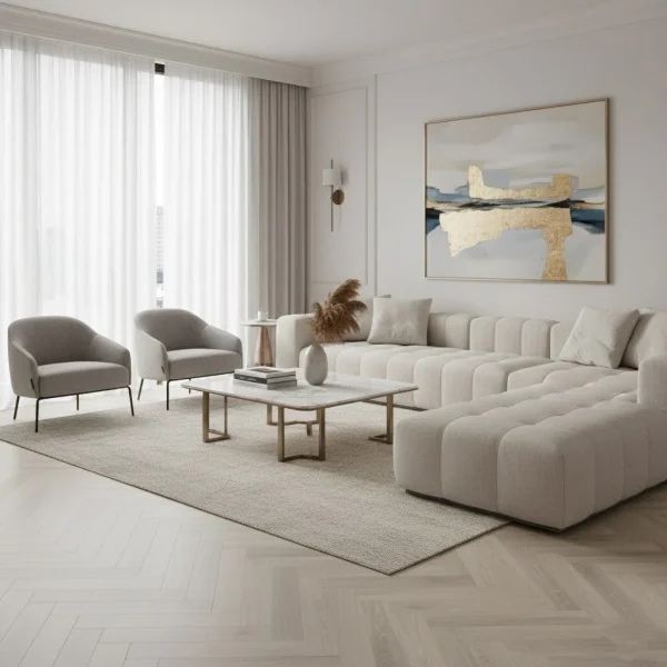 Parchet SPC herringbone bej-cenușiu cu aspect de lemn decolorat, Strasbourg, Herringbone, VinCore, 5x125x625 mm