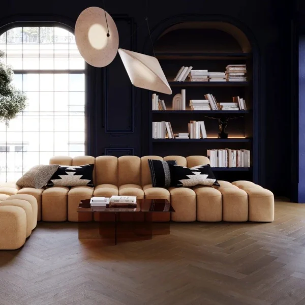 Parchet SPC Herringbone cu textură sincronizată EIR, Alhambra, Royal Castle, VinylTechLab, 6x125x625 mm