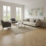 Parchet SPC herringbone stejar natur cu textură elegantă, Grenoble, Herringbone+, VinCore, 6x125x625 mm