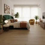 Parchet SPC maro cald cu fibră și noduri discrete, Milano, Wood, VinCore, 5x180x1220mm