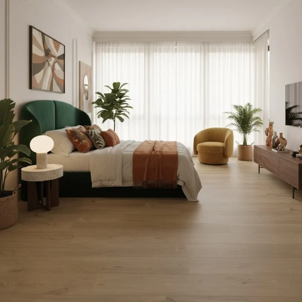 Parchet SPC maro cald cu fibră și noduri discrete, Milano, Wood, VinCore, 5x180x1220mm