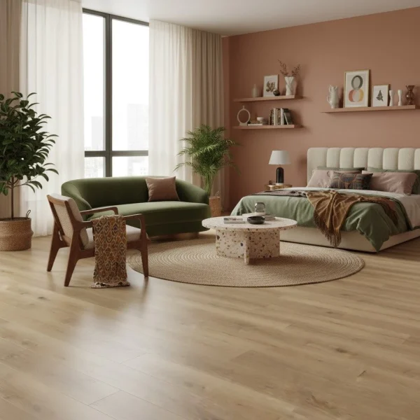 Parchet SPC stejar natural cu noduri discrete, Perugia, Wood, VinCore, 5x180x1220mm