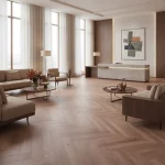 Parchet SPC vinil click maro deschis model herringbone, Del Monte, Royal Castle, VinylTechLab, 6x125x625 mm