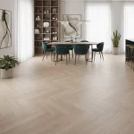 Parchet SPC vinil herringbone bej cu finisaj mat nisipiu, Pena, Royal Castle, VinylTechLab, 6x125x625 mm