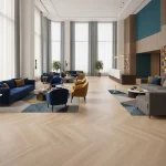 Parchet SPC vinil herringbone bej cu finisaj mat nisipiu, Pena, Royal Castle, VinylTechLab, 6x125x625 mm