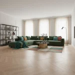 Parchet SPC vinil herringbone bej cu finisaj mat nisipiu, Pena, Royal Castle, VinylTechLab, 6x125x625 mm